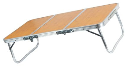 KITANDOVE Klappbarer Campingtisch Aus Aluminium Und Bambus Tragbar Für Outdoor Camping Grillen Picknick Wandern Einfach Zusammenklappbar Verstauen