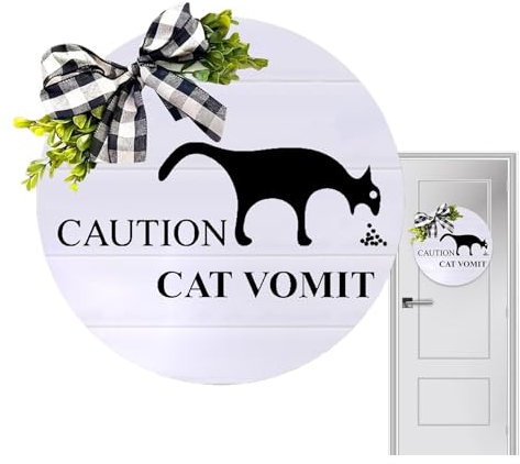 Cartello di vomito con gatto | Segnale di avvertimento sul vomito sul pavimento bagnato | Segnale di avvertimento per cortile gatto segno di vomito per bagno, soggiorno, cucina, camera da letto