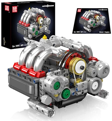 Mould King 10193 Technik Boxermotor großes Set für Erwachsene, Elektromotorantrieb Boxer Modell Bausatz, Ausstellungsstück für Sammler (609Teile) Technologie Klemmbausteine Bausatz