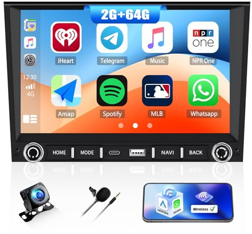 2G+64GB CAMECHO Android 13 Autoradio für Porsche Boxster Kaman 911 mit Navi Carplay Android Auto Wireless, Double Din mit 8-Zoll Bildschirm mit RDS/FM MirrorLink Bluetooth DSP+AHD-Rückfahrkamera