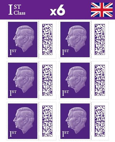 Albian Trading 1st Class Stamps (6 Total) - 1st Class Barcoded Stamps - Barcoded Self Adhesive UK Letter Postage