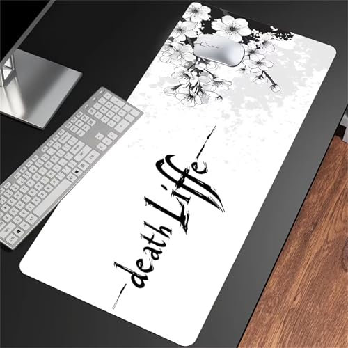 Alfombrilla de Ratón Grande 1200x600x3mm – Mouse Pad Gaming XXL - Mejorar la precisión y la Velocidad - Antideslizante Alfombrilla Escritorio - para Ratón y Teclado (Flor Blanca)