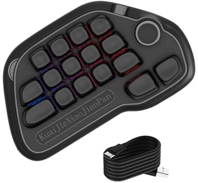 Gramigg Teclado numérico mecánico RGB retroiluminado de 17 teclas con características programables VIA teclado numérico USB intercambiable en caliente para laptop, PC de escritorio