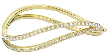 Ted Baker Wavie Jewelled Wave Hinged Bangle Bracelet for Women (Gold/Pearl and Crystal)