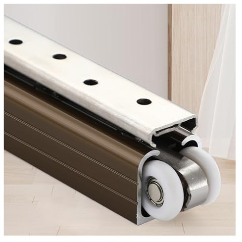 Kit de rail pour porte coulissante - Système de porte coulissante à poche invisible personnalisable, montage au plafond/au mur pour portes à deux vantaux à dérivation