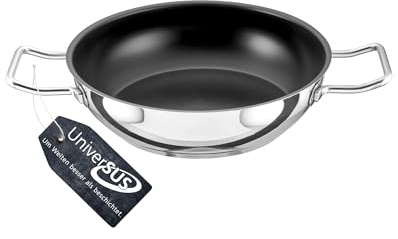 GastroSUS Industar PLUS Schmorpfanne mit UniverSUS Oberflächenstruktur, ohne PFAS/PTFE, 163151-24, Edelstahlpfanne Induktion, 24 cm