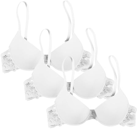 Generisch Nursing Bustier Comfortable Women's Underwear Bra Smooth Plain Semi Transparent Lace Milk Catcher Breastfeeding, White, 34B