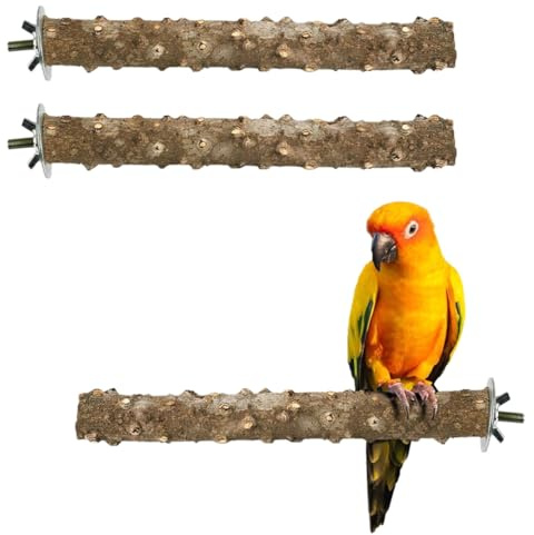 3 Stück Natur Sitzstangen Set für Vögel, vogelkäfig zubehör, Pepperwood Papageienstange 20cm, Naturholzstangen Vogelständer, sitzstangen für Wellensittich zubehör, Vogelzubehör, vogel zubehör