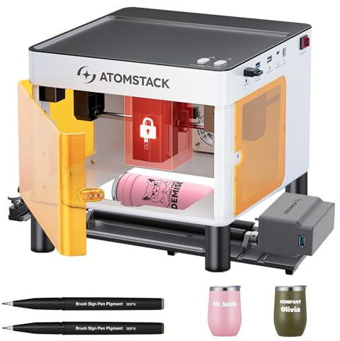 ATOMSTACK P1 5W Laser Engraving Machine with R6 360° Roller, Enclosed Laser Cutter,Mini Portable Laser Engraver, DIY Wood Metal Engraving Tool Suitable for Beginners