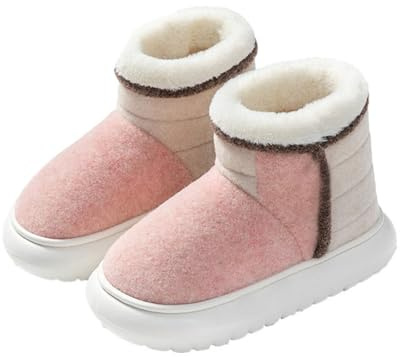 cfpqv Stivali invernali da donna foderati – Stivali invernali da neve, stivali invernali da donna, antiscivolo, termici caldi, stivaletti corti, stivali da casa, Colore: rosa., 40 EU