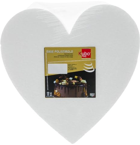 FESTA WOW Base Torta in Polistirolo a Forma di Cuore H 10 cm Basi Torta a Piani Ideale per Esercitazioni Cake Design Compleanno Feste Battesimo Lauree Nascite Scenografica Varie Dimensioni (40x40 cm)