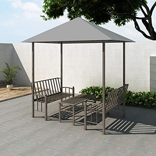 INLIFE Chapiteau de Jardin avec Table et bancs 2,5x1,5x2,4m Anthracite