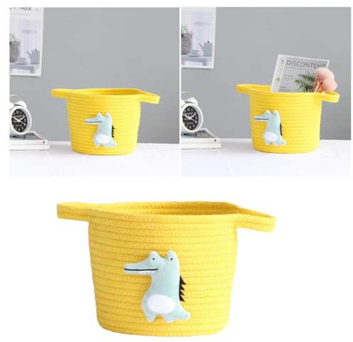 DECHOUS Cestino Organizer Portaoggetti Resistente Grande Capacità Multifunzionale Giallo in Corda di Cotone per Decorazioni Scuola per Accessori Casa e Nursery
