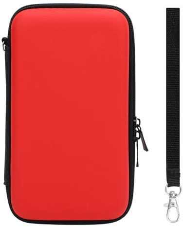 FAUOSWUK Étui de Transport pour Nouveau 2DS XL 2DS LL, étui de Voyage Rigide avec 8 Emplacements de Jeu, Extérieur en PU Résistant à L'eau, Compartiment doublé Doux, pour Console 3DS et (Rouge)