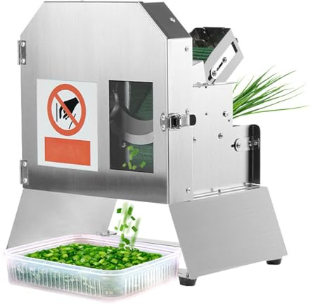 DUXMM Affettatrice Professionale per Verdure da 300 W, con Nastro trasportatore Automatico, Spessore Regolabile da 1,5 a 35 mm, Tritatutto Elettrico in Acciaio Inossidabile per Frutta e Verdura