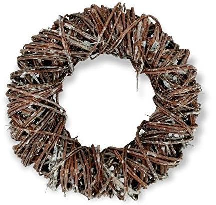 Holz Weide-Kranz braun weiß 30cm Weidenkranz geflochten Türkranz Tisch-Deko Tür-Kränze