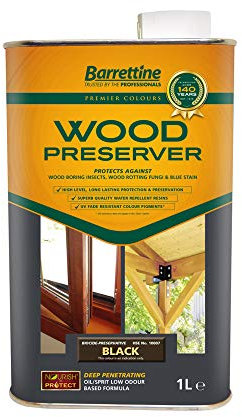 3 x 1L Wood Preserver Black Barrettine Premier Wood Preserver Stain Treatment Protection Exterior