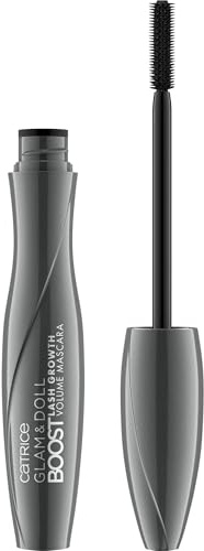 CATRICE Glam & Doll Boost Lash Growth Volume Mascara, Wimperntusche, Wimpernwachstum, voller, länger, stärker, Nr. 010 Ultra Black, schwarz, stärkend, definierend, matt, vegan, ölfrei (8ml)