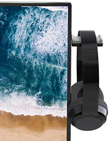 TotalMount Universal Kopfhörerhalterung Headset Ständer Aufhänger PC Monitor für alle Over-Ear und On-Ear-Kopfhörer, schwarz/grau