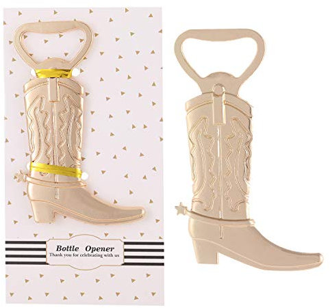 24 Pcs New Cowboy Boot Bottle Opener Favors for Wedding Party Bridal Shower Baby Shower or Birthday Party Decor,Boot Beer Bottle Opener Party Souvenirs and Decoration,Groomsman Gift (Gold, 24)