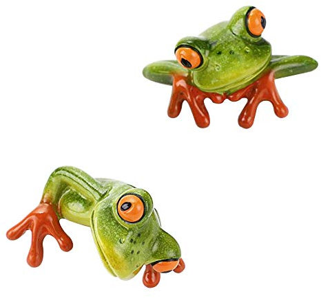 Cucumis Funny Creative Frog Decoration 3D Resin Animal Craft for Computer Monitor Desk Office Toy Figurine Personalized Car Accessories Decor 1 Set（2 Piece）