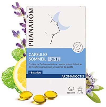 Pranarôm | Aromanoctis Capsules Forte | Favorise l'Endormissement et la Relaxation | aux Huiles Essentielles Biologiques | 30 Capsules