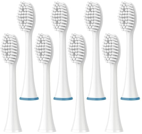 Replacement Toothbrush Heads – 8 Pack Electric Brush Heads Compatible with Dazzlepro Elements, AquaSonic Toothbrush Vibe, Duo Pro and Black Series Pro (White)