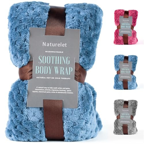 Naturelet Wärmekissen - Körnerkissen gefüllt mit Hirse für Mikrowelle, Lavendelblüten -Gegen Gelenk- Muskel- Menstruations- Nacken- Schulter- Rückenschmerzen - Heizkissen, Kühlkissen - 50x15cm (Blau)