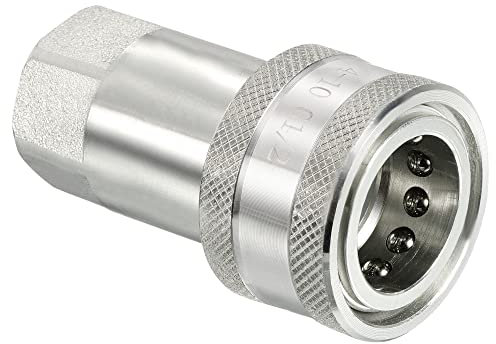 PATIKIL Hidráulico Rápida Conexión Acoplador, 1 Paquete Carbono Acero G1/2 Hembra 1.57 OD Tubo Montaje Enchufe Adaptador para Construcción Agricultura, Plata