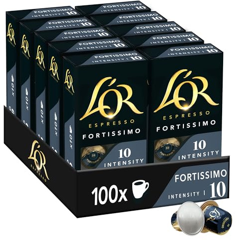 L'Or Espresso Café - 100 Capsules Fortissimo n° 10 - compatibles Nespresso®* (lot de 10 x 10)