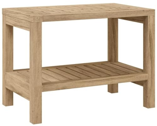 vidaXL Badezimmer Beistelltisch, Tisch Bad mit Ablagefläche, Badtisch für Aufbewahrung von Handtüchern Badzubehör, Badmöbel Badezimmertisch, Massivholz Teak