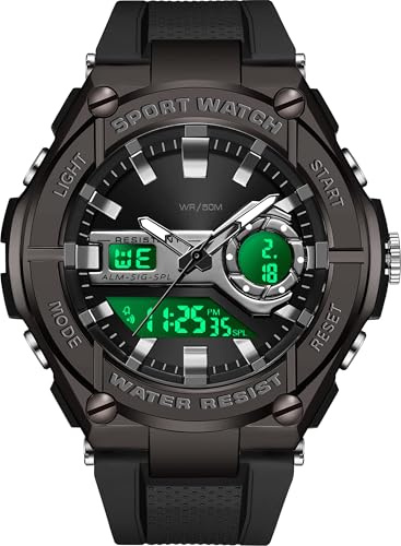 findtime Digitaluhr Herren Sport Militär Uhren Männer 5ATM Wasserdicht Herenuhr Elektronisch mit Timer Alarm Dualzeit Tactical Watch Outdoor Armbanduhren Groß Beleuchtung Bunt Uhr