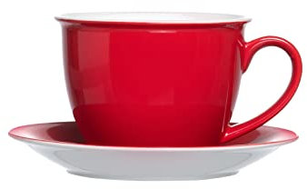 Ritzenhoff & Breker Doppio Milchkaffee Tasse mit Untertasse, 350 ml, Rot, Porzellan, Buntes Mix-und-Match-Geschirr