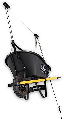 StoreYourBoard Wheelbarrow Ceiling Hoist, Garage Storage Pulley System, Heavy Duty Holds 150 lbs