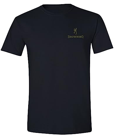 Browning Shirt, Hunting & Outdoors Short Sleeve Graphic Tees, Ovix Camo Buckmark (Noir), XL Homme