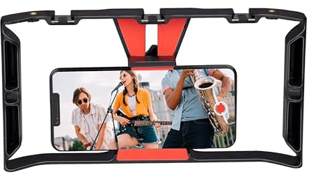 Grundig Smartphone Gimbal - Handy Stabilisator - für Smartphones von 45mm Bis zu 105mm Breit -Streaming Zübehor - Influencer Zubehör Instagram und TikTok - Youtube Equipment - 25 x 13 x 4 CM - Schwarz
