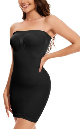 SLIMBELLE Vestito Modellante Donna Sottoveste Modellante per Il Controllo della Pancia Sottogonna Modellante Leggera Sottogonne Abito Tubolare Senza Cuciture (Tracolla Bonus) Bianco XL