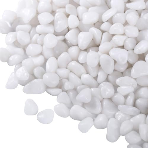 Ciottoli bianchi per piante, 2,3 kg, rocce bianche per vasi paesaggistici, piccole pietre decorative per interni ed esterni, lucidati, forniti con guanti