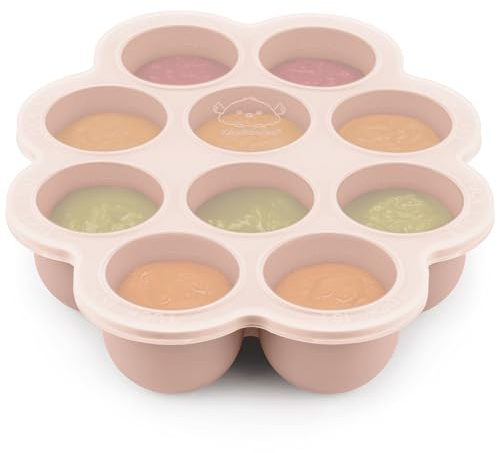 Almacenamiento de alimentos de silicona para bebés, 60 ml x 10 cápsulas, contenedor de silicona para congelación de gachas de bebé con tapa adjunta, recipiente de congelación de alimentos