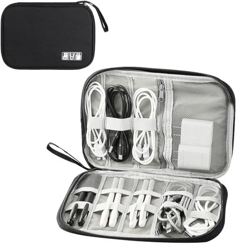 Bbtcxjs Kabeltasche, Elektronische Tasche Organizer, Kabelorganizer Tasche, Tragbare Elektronikzubehör Aufbewahrung Reisetasche, Kabel Tasche für Reise Kabel Zubehör USB Ladekabel Organizer, schwarz
