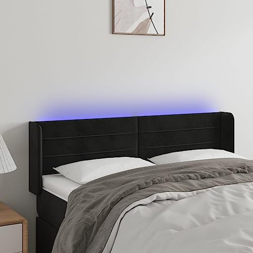 Somanki Kopfteil Schwarz 147x16x78/88 cm Samt, Kopfteil Bett, Bettrückwand, Headboard, Bettrückwände, Bettkopfteilbezug, Kopfteilabdeckung - 3123426