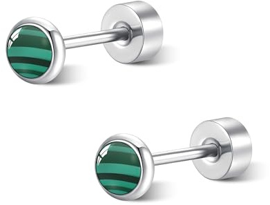ZDE Titanium Flatback Ohrringe für Frauen Türkis Ohrstecker flach zurück Damen Ohrringe hypoallergen Knorpel Flatback Ohrring 4mm/5mm