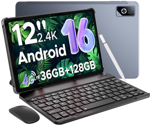 DOOGEE Tab G6 Pro Android 16 Tablet 12 Zoll 2.4K 90Hz Gemini AI, Helio G100 Octa-Core Tablet Mit Tastatur und Stift, 36GB+128GB/2TB Tablets mit Stift, 9000mAh/18W, 13MP+8MP/4G LTE/5G WiFi/Face ID/OTG