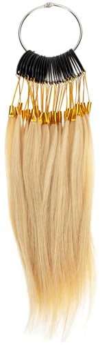 Ipetboom Nuancier de Cheveux Raides Véritables 30 Mèches Teintes en 9 Couleurs Anneaux en Acier Inoxydable, Échantillons de Coloration Capillaire pour Salon et École de Coiffure,