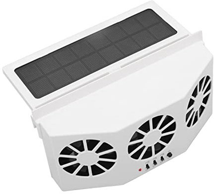 Sxhlseller Enfriador de Coche con Energía Solar, Ventilador de Ventilación Automático Blanco con 3 Ventiladores para Escape y Refrigeración de Aire de Gran Angular, Diseño de Panel de 4 W para