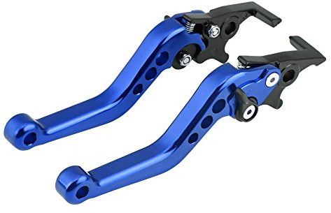 Keenso Motorrad Bremshebel, 1 Paar Motorrad Bremsgriff Aluminium Bremshebel Kupplungshebel Doppelscheibe Für die meisten Motorräder, Roller, elektrischem Fahrrad (Blau)