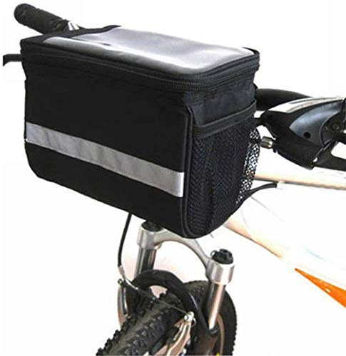 Fahrradkorb, XPhonew 3,5 l Fahrrad-Lenkertasche, Vordertasche, Rahmentasche mit Touchscreen-Bedienung, Transparente PVC-Tasche & silbergrauer Reflektorstreifen für Mountainbikes Rennrad Radfahrer