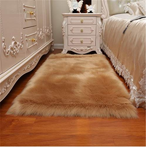 Meng Ge Faux Fur Sheepskin Area Rug Shaggy Wool Carpet for Bedroom Living Room Kid's Hours (White,Approx,3x5ft)