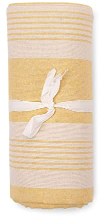 HomeLife | Tagesdecke Bettüberwurf | gestreift in Gelb | 260 x 280 cm | weiche Mehrzweck Baumwolldecke & Bettdecke für Doppelbetten | Sofabezug & Couch Überzug