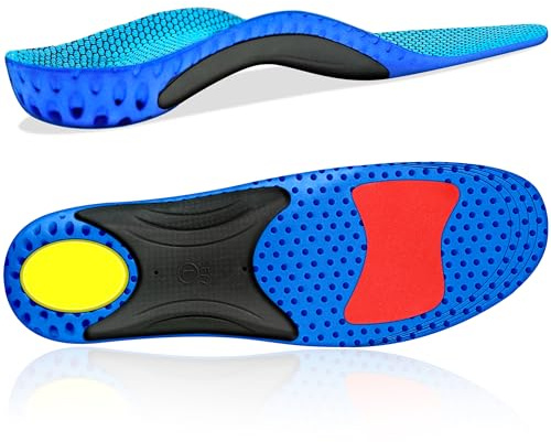 Full Length Orthotic Inserts with Arch Support Sport Shoe Insoles Comfort Arch Support Insoles for Flat Feet, Orthopedic Functional Insoles for Women&Men, Blue